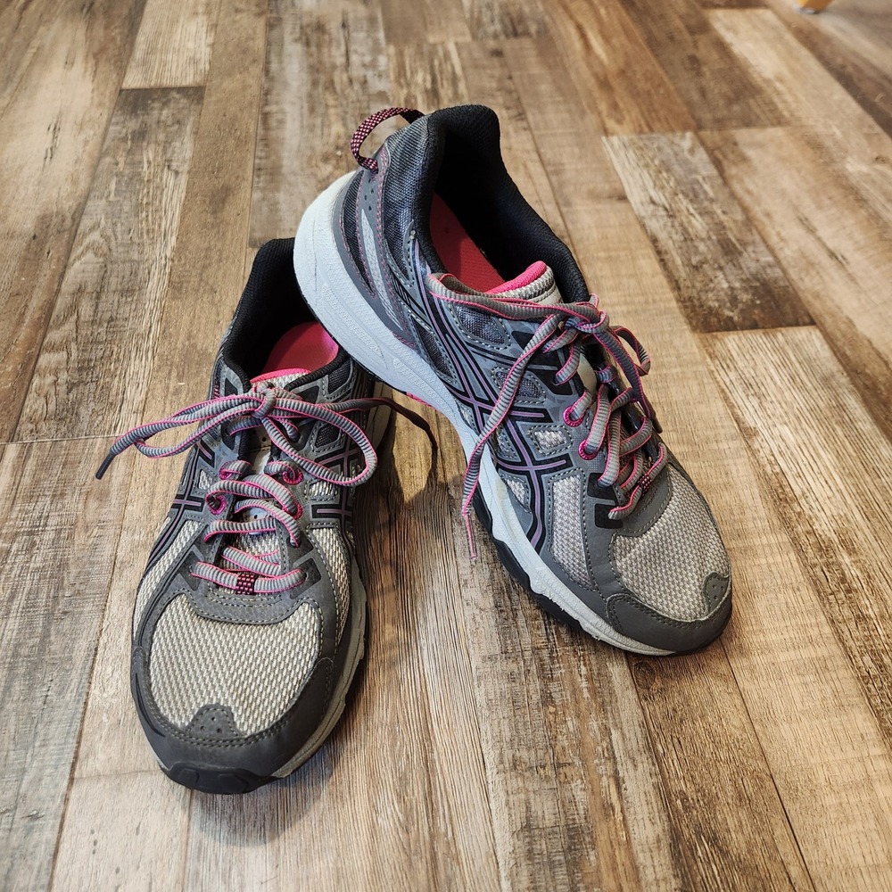 Asics Gel-Venture 6 Womens Trail Running Shoes Grey Pink T7G7N Size 9.5 Wide